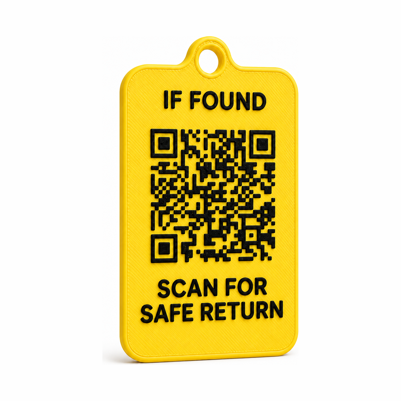 KindReturn Luggage Tag, yellow, front with QR