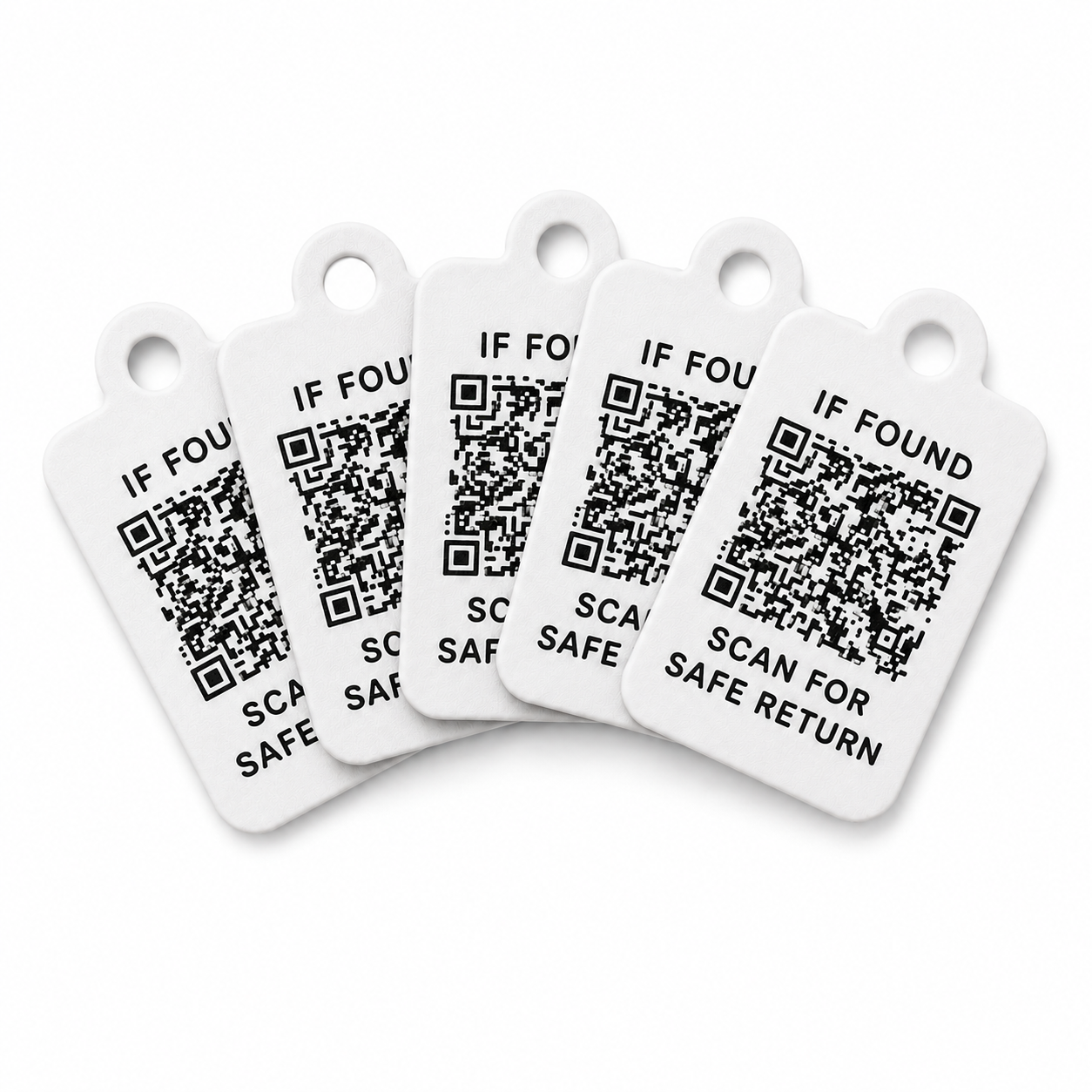 KindReturn Key Tag Set PLA, five white QR key tags