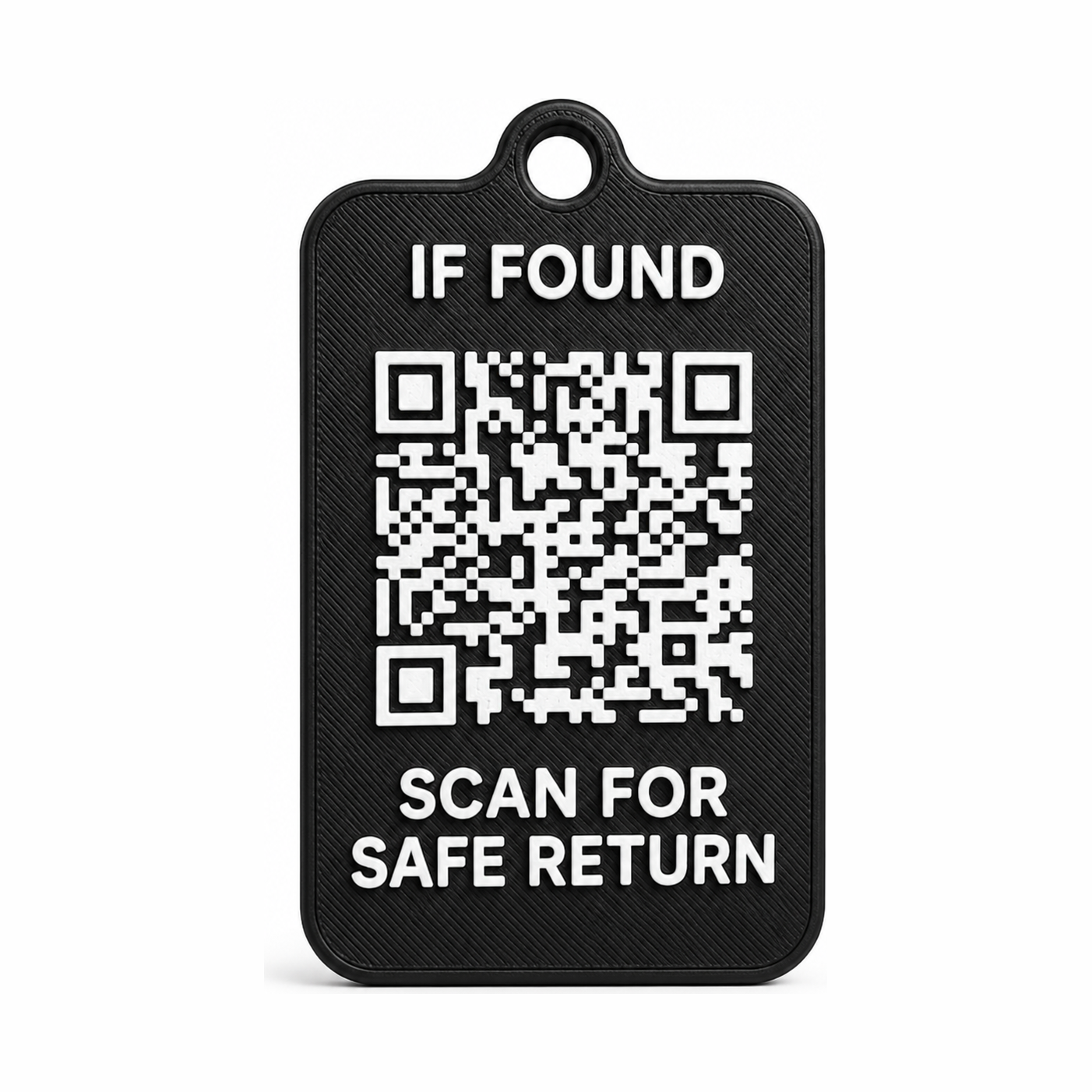 KindReturn Luggage Tag, black, front with QR