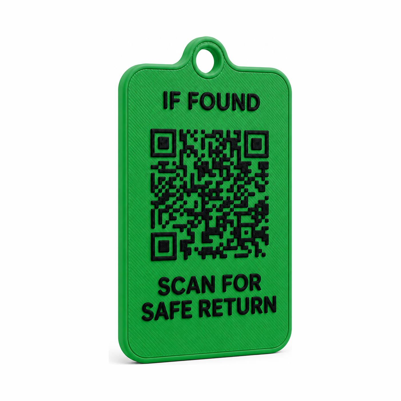 KindReturn Luggage Tag, green, front with QR