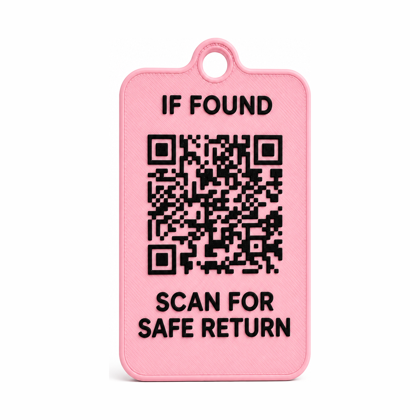 KindReturn Luggage Tag, pink, front with QR