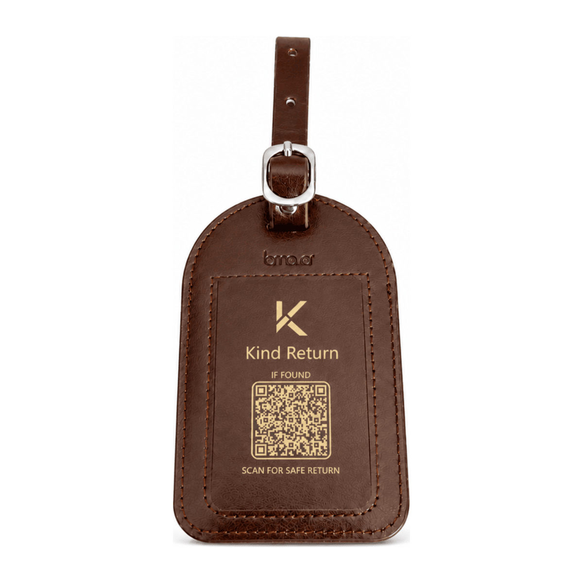 Trackable Luggage Tag – Brown