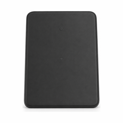 KindReturn Trackable Passport Cover, black leather, closed back view