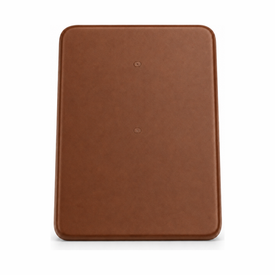 KindReturn Trackable Passport Cover, brown leather, closed back view