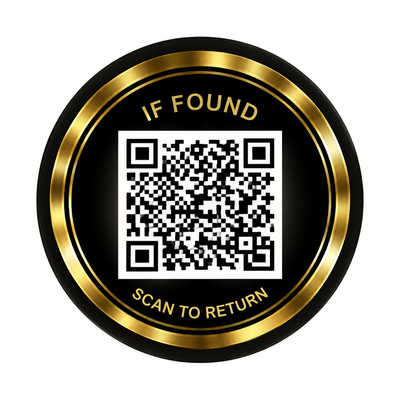 KindReturn QR Sticker, gold scan-to-return QR medallion