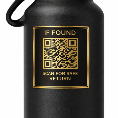 KindReturn square QR Sticker on water bottle